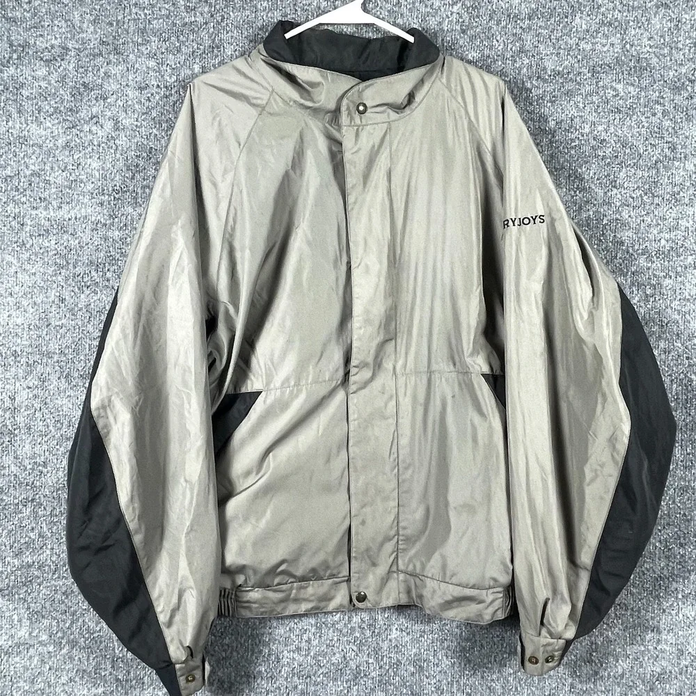 Footjoy Jacket Mens XL Gray Black Full Zip Lined Golf Wind Water Proof‎ Dryjoys